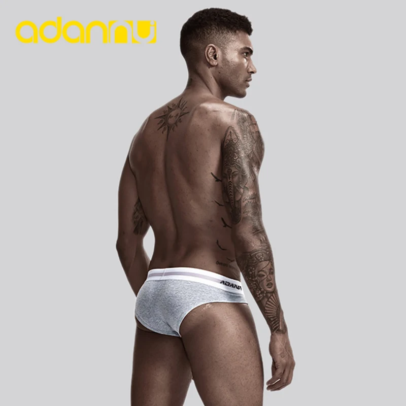 5PCS ADANNU Men Underwear Sexy Briefs Cotton Underpants U Convex Male Panties Cueca Tanga Breathable Men Briefs Bikini (5)AD44