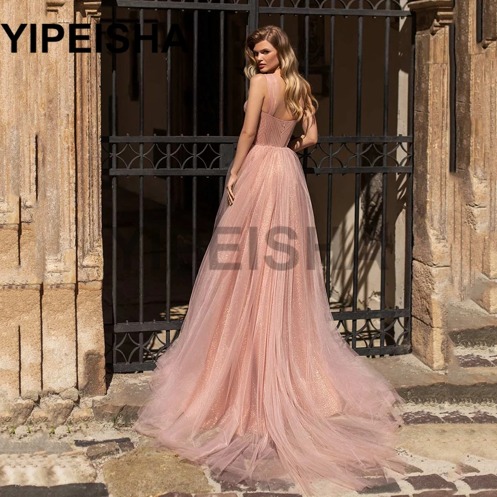 Halter Neck Backless A-Line Glittery Evening Dresses Sleeveless Sweep Train Simple Sequin Prom Gown vestidos de fiesta платье