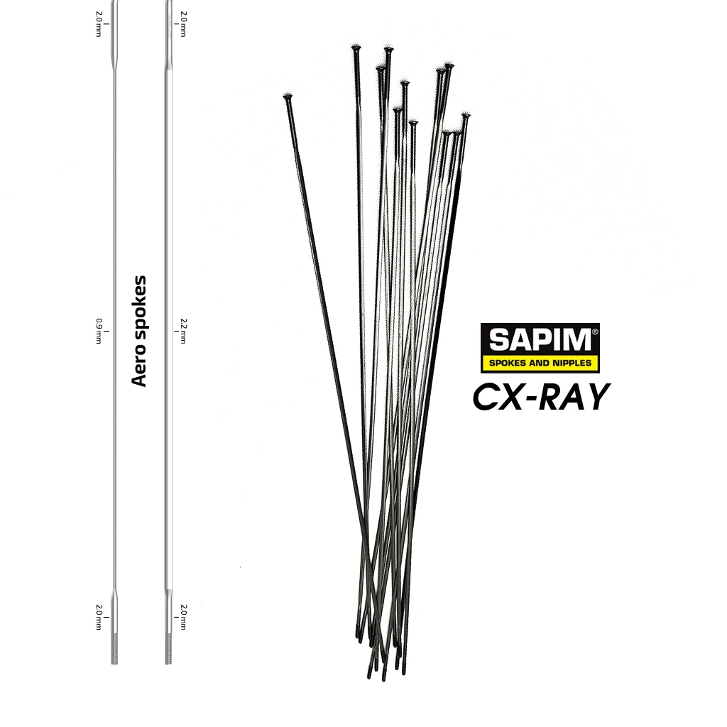 Fast Ship SAPIM CX-Ray Aero Bladed Spokes J-Bend, Straight Pull CX RAY Spoke Excluding nipple, 220-302 mm Original length