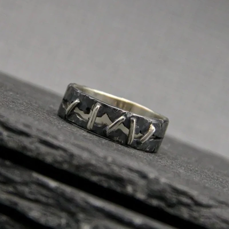 Korean Style Antique Vintage 316L Stainless Steel Ring Frankenstein Flesh Ring Wedding Band Rings Men Biker Jewelry Gift OSR705