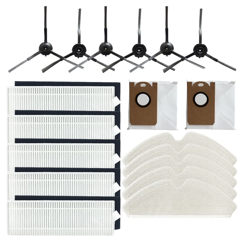 Escova lateral hepa esfrega saco de pó robô filtro de vácuo para proscenic m7 pro lenovo t1 pro aspirador de pó acessórios substituição