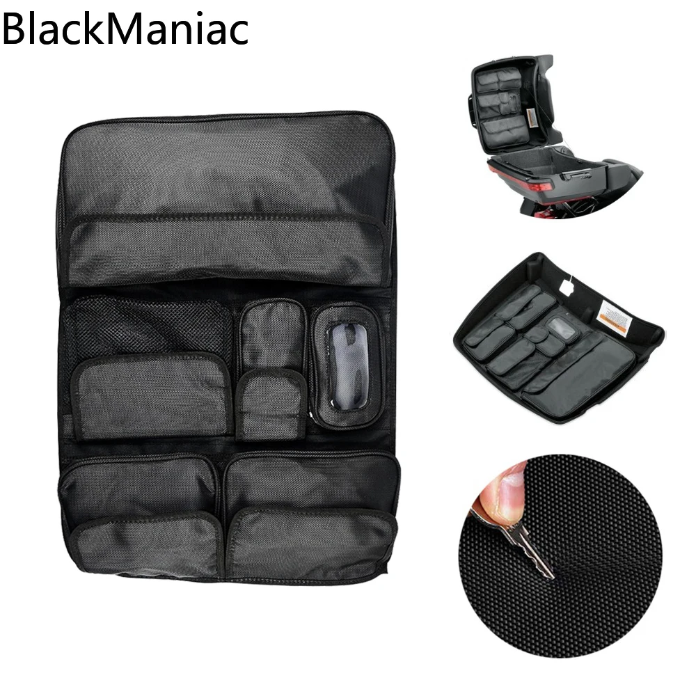 

Motorcycle Black Tour Pak Pack Lid Organizer Storage Saddle Bag For Harley Touring Street Glide FLHX Road King FLHR 2014-2021