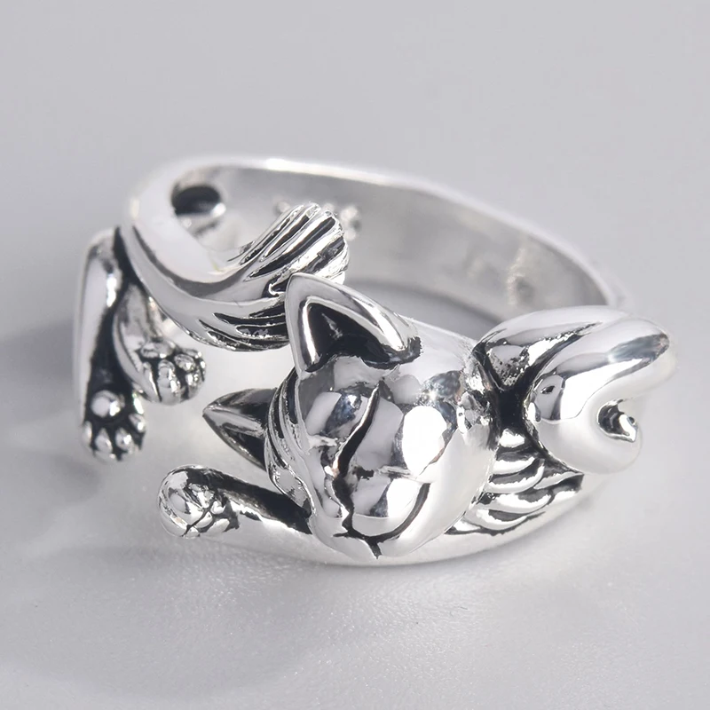 Trendy Cute Cat Animal Finger Rings For Women Men Teens Girls Open End Mens Rings Party Jewelry Couple Lover Valentine Gift