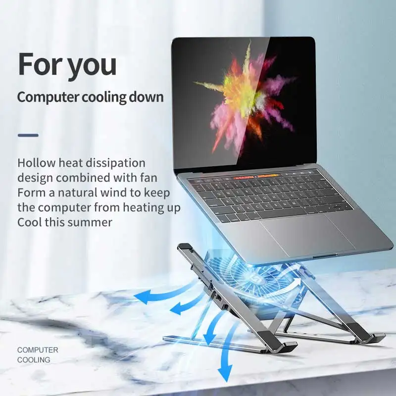

Laptop Stand for MacBook Air Pro Notebook Laptop Stand Bracket With Cooling Fan Foldable Aluminium Alloy Laptop for PC Notebook