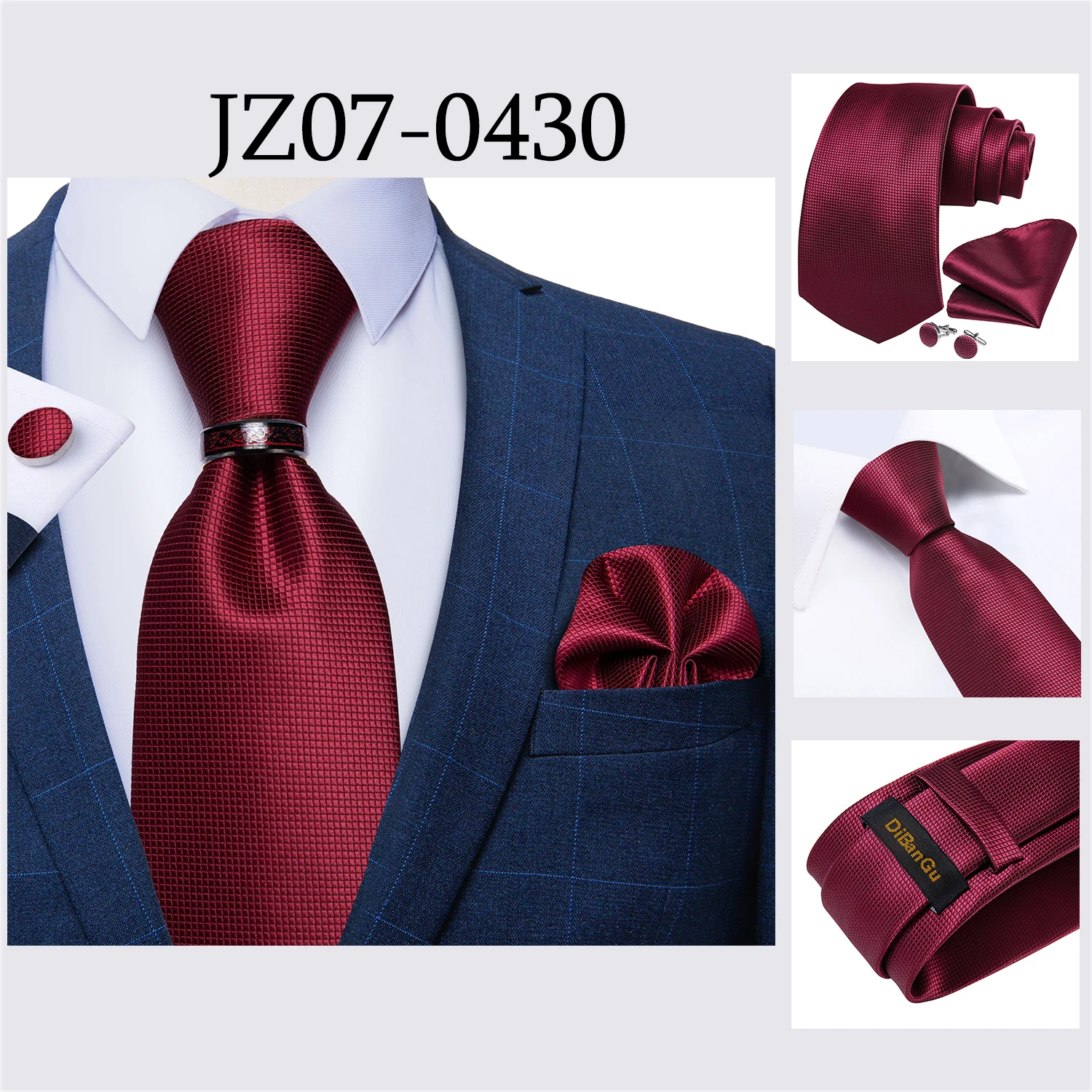 Beige Floral Herren Krawatten Taschentuch Manschettenknöpfe Hochzeit Party Krawatten für Männer Edelstahl Drachen Ring Männer Accessoires Geschenk – Detail 37
