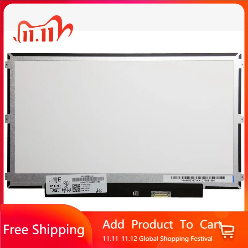 13.3 Inch HB133WX1-301 Fit HB133WX1 301 LED LCD Screen HD 1366*768 EDP 30 PINS Laptop Display Slim Panel