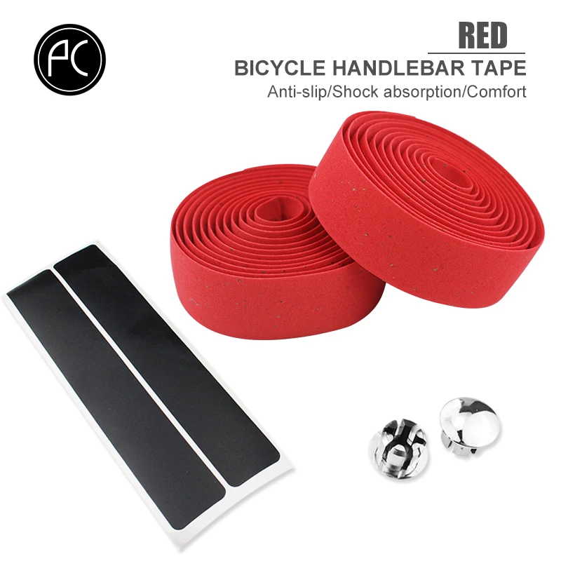 PCycling Fahrradlenkerband EVA Kork Staubgürtel MTB Rennrad Weiches Fahrradgriffband verschleißfeste Wrap + 2 Bar