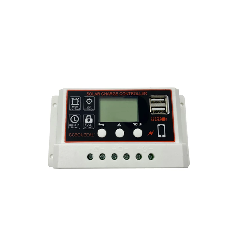 SCBOUZEAL solar controller 12V24V 10A 20A solar charge controller with USB LCD solar battery controller