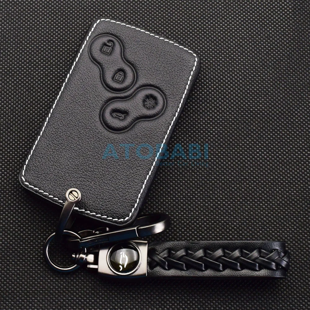 ATOBABI Leather Car Key Case For Renault Clio 4 Captur Fluence Megane 3 Scenic Laguna Koleos Symbol Smart Remote Protector Cover