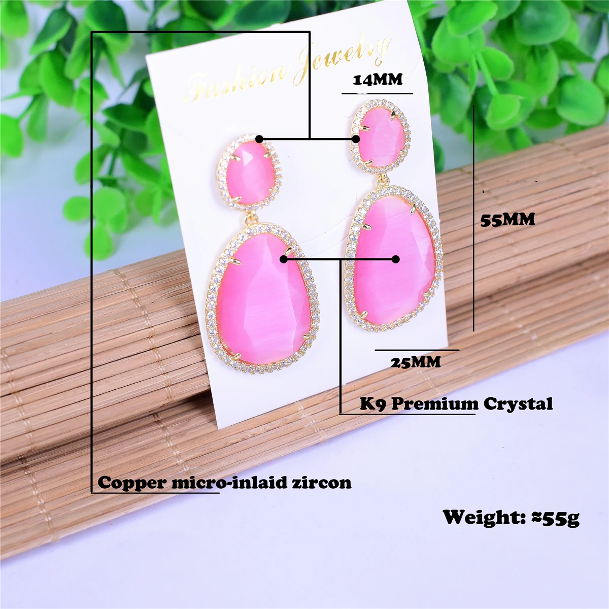 Vintage Gold Color Green Crystal Earrings for Women Wedding Party Geometry AAA Zircon Trendy Drop Earrings Gift