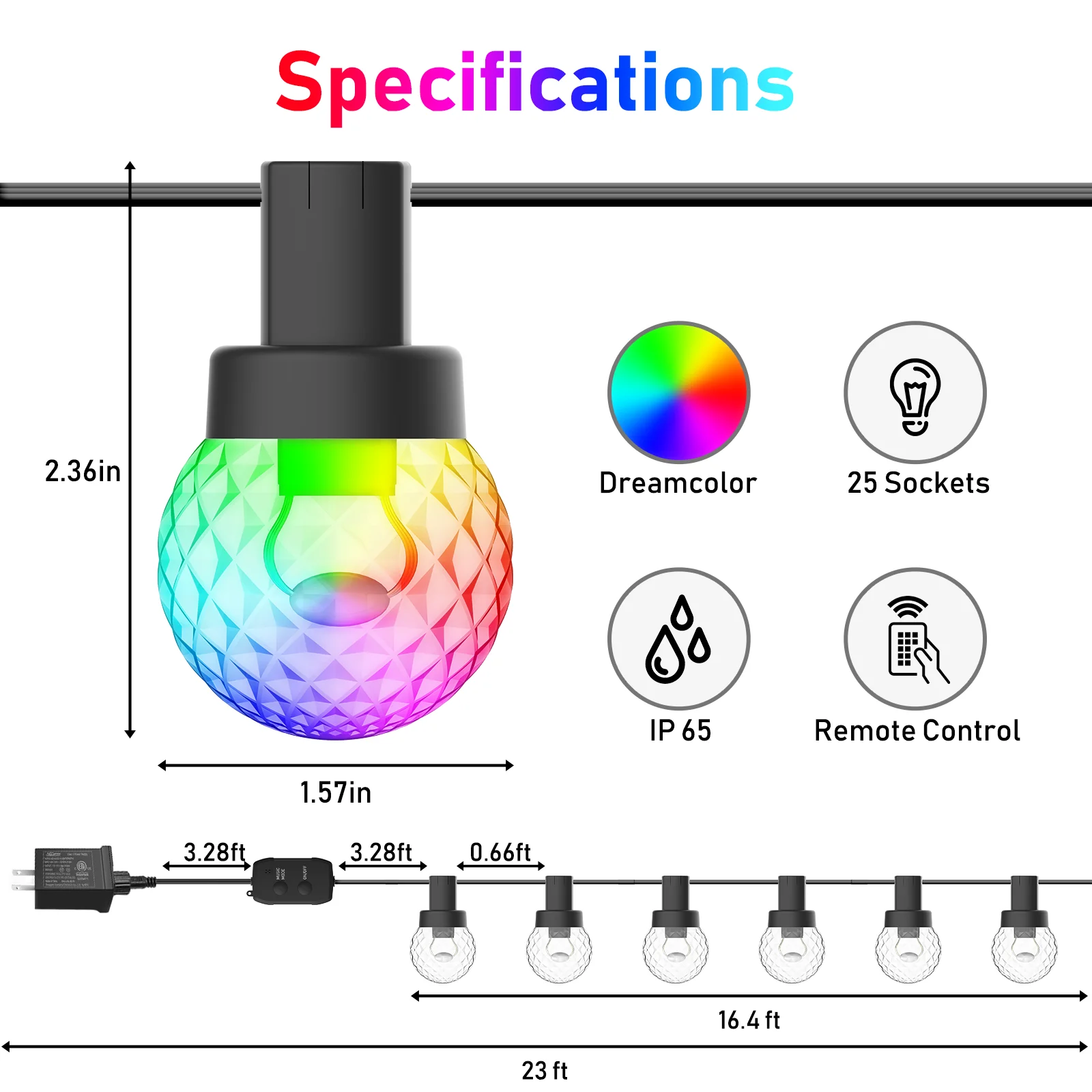 Fairy Light String Outdoor G40 LED Bluetooth Globe Light Bulb Garland RGB Lights String Waterproof Christma Garden Decoration