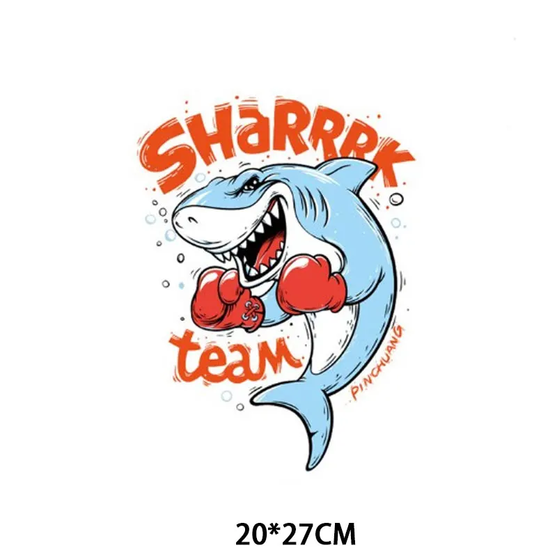 Iron on Patches Big Animal Shark Top Clothing Application Thermo Transfer for Clothes Decor Stripes T-shirt Badges Stripes Tops