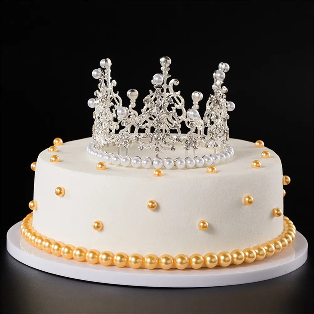 1 Pc Crown Tiara Cake Decoration rhinestone crown baking decoration DIY Cake Birthday 2022 New Crown Decoration Supplies