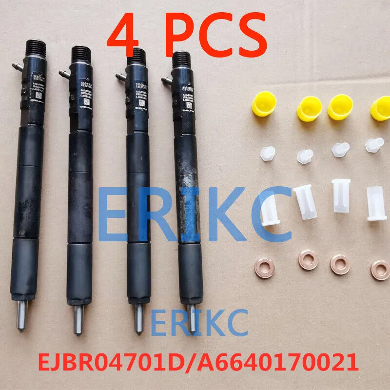 ERIKC 4PCS EJBR04701D Common Rail Injector A6640170021 EJBR0 4701D R04701D Actyon Kyron Rexton for Delphi SSANGYONG Euro 3