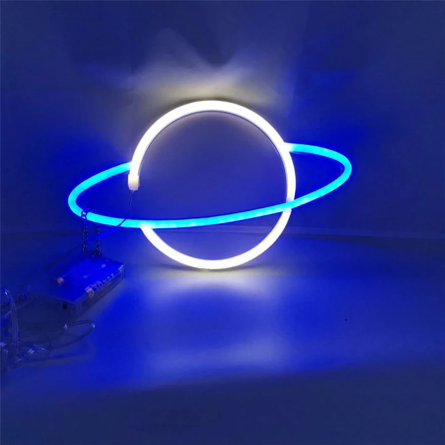 New Led Sign Neon Light Usb Christmas Night Lights Colorful Planet Wall Hang Lamp Birthday Party Home Decoration Indoor Lighting