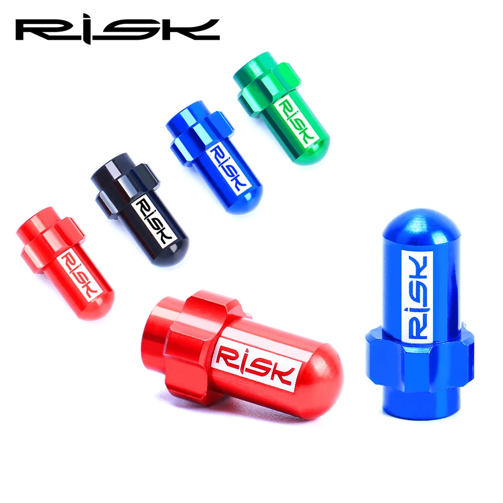 RISK 2pcs MTB/Road Bicycle Wheel Valve Caps Aluminum Mountain Bike Wheel Tire Valve Tyre Stem Air valve Caps Airtight Car Cover