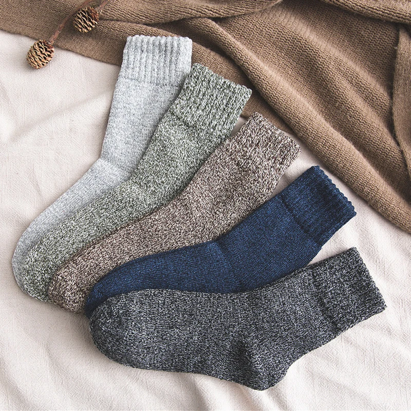 HSS 5pairs/Lot Cotton Men Socks Warm Wool Men Retro Style  Casual Calcetines Hombre Thicken Sock Business Male Socks man gifts