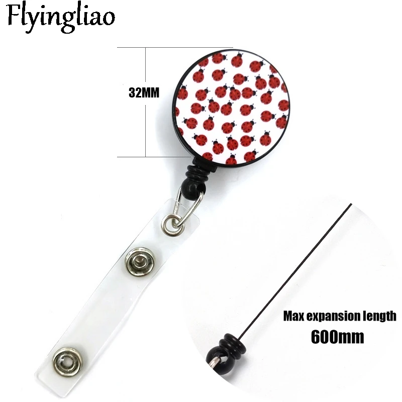 Ladybird Insect Fashion Women Card Holder Lanyard Colorful Retractable Badge Reel Nurse Doctor Student Exhibition ID Card Clips