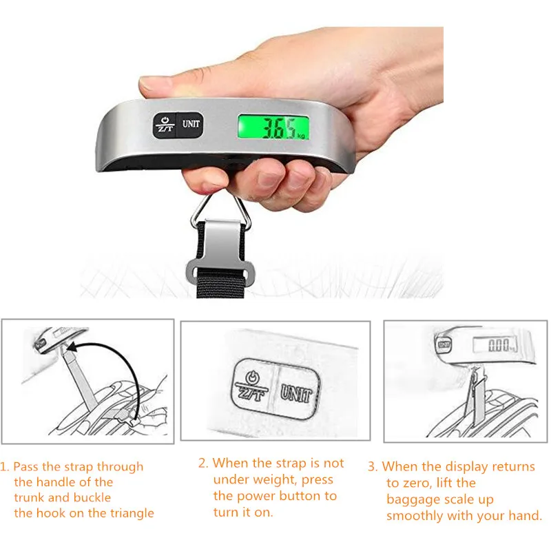 Imagem -03 - Bagagem Digital Hanging Scale com Backlight Mala Portátil Eletrônica Viagem Pesa Escala 50kg 110lb 40kg x 10g