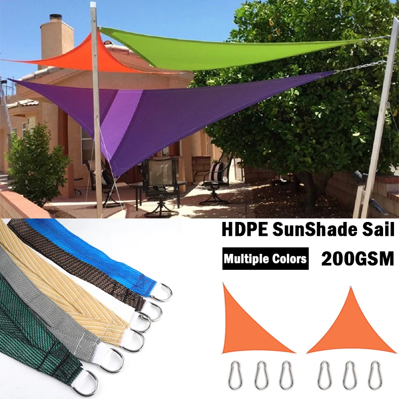 

200GSM Outdoor Triangle Awning HDPE Sun Shade Net Backyard Terrace Sun Canopy Beach Camping Shelter Swimming Pool Shading Nets