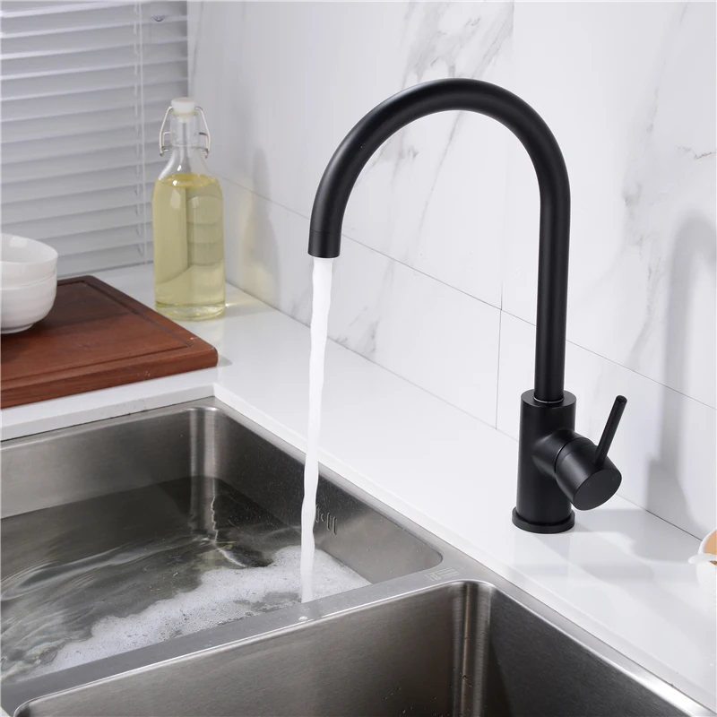 

Black Kitchen Faucet, Commercial Stainless Steel Kitchen Sink Faucet, Single Hole Sink Faucet Lead-free
