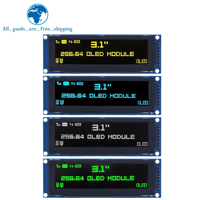 

TZT Real OLED Display 3.12" 256*64 25664 Dots Graphic LCD Module Display Screen LCM Screen SSD1322 Controller Support SPI