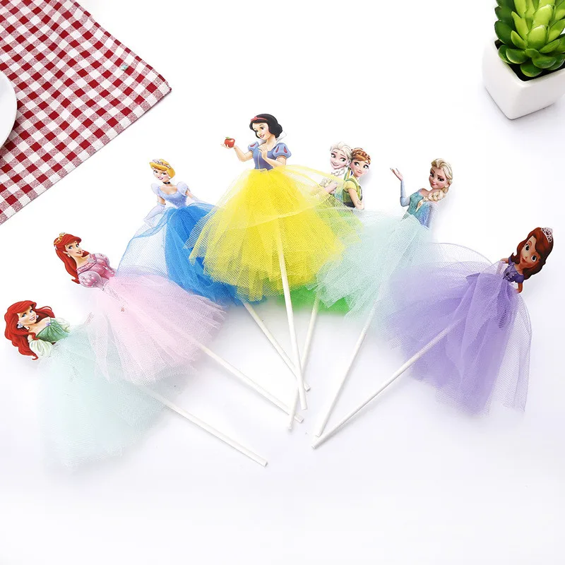 Disney Cake Topper Decoration Happy Birthday Party Snow white Cake Decor Frozen Elsa Birthay Supplies Ariel Sofia Princess Cake