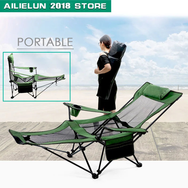 Silla plegable para exteriores, taburete con reposapiés para acampar