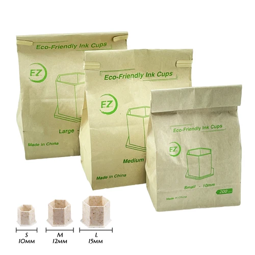 Imagen 2 del producto Piezas EZ-Tapas de tinta para tatuaje y maquillaje permanente, desechables, reciclables, de plástico, S, M, L, 100