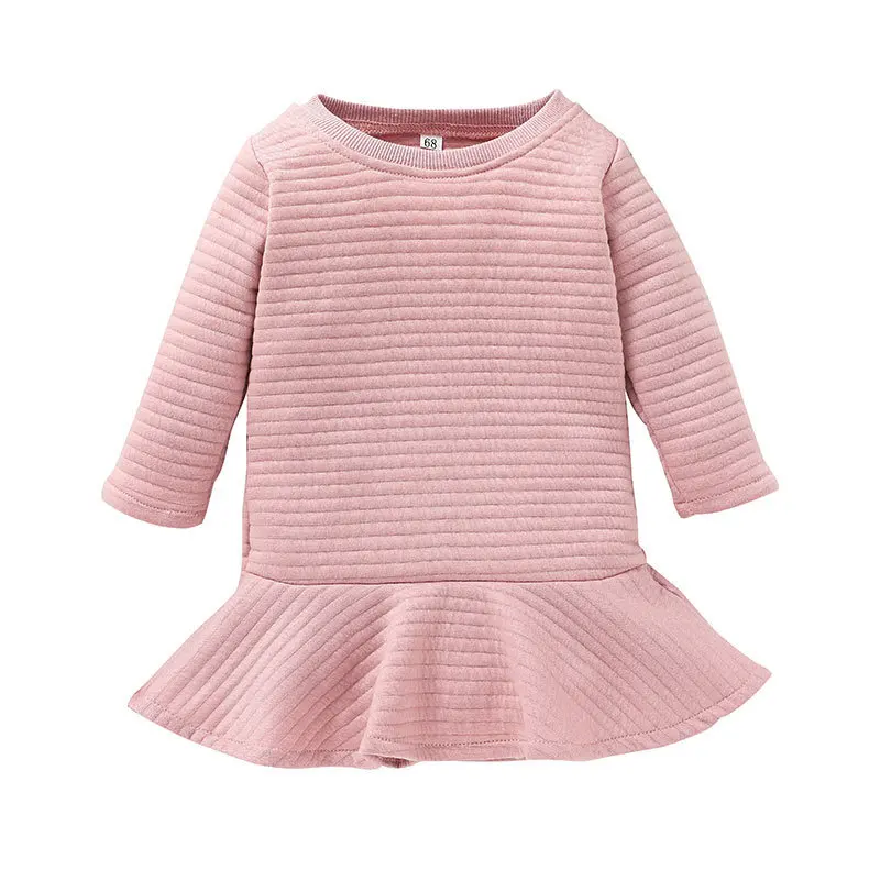 

Spring Baby Girls Dress Long Sleeve Cute Party Princess Dress Ruffle vestidos Infant Elegant Dress for Girl Ribbed Baby Dresses