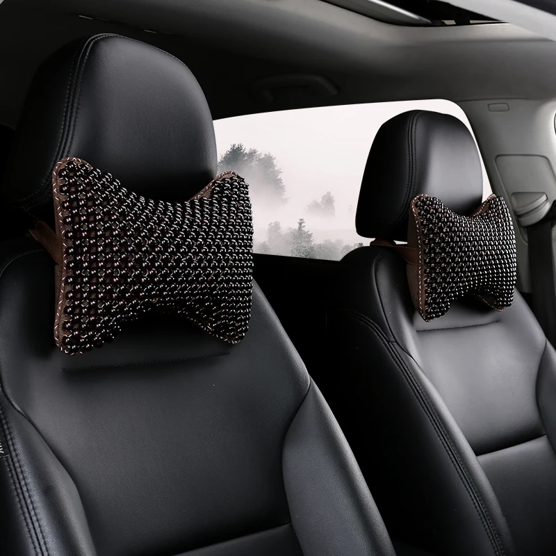 Easy Install/Clean Arrival Car Neck Pillows Wooden Beads  Single Headrest Universal Filled Fiber Universal Car Pillow X20