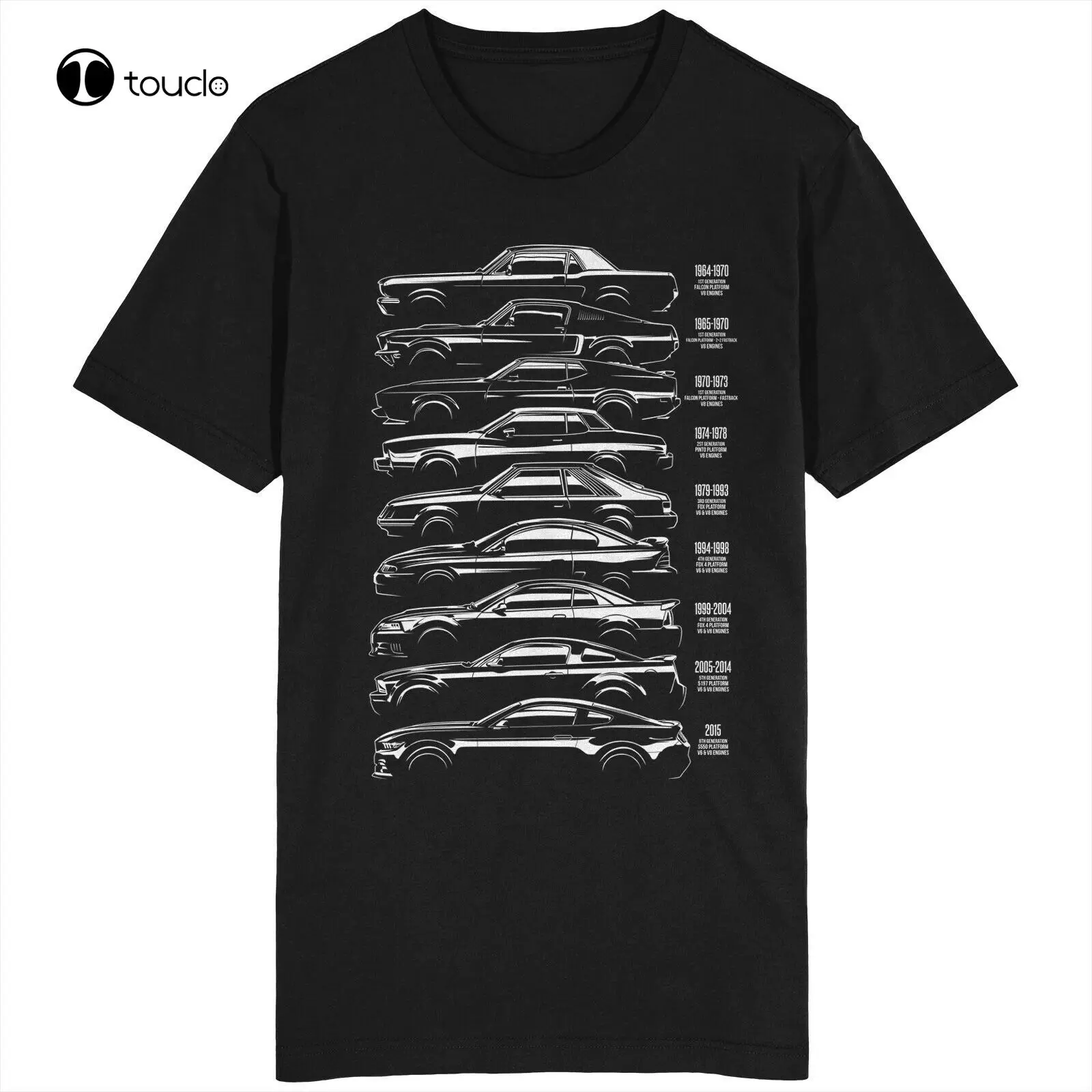 For Mustang T Shirt American Classic Muscle Car Generations Shelby Gt500 Tee Shirt