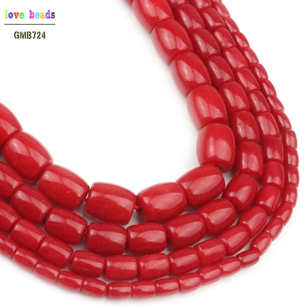 3 Sizes Red Coral Drum Beads for Jewellery Making Bracelets DIY Handmade 15 Inch Ladies Chain Bracelet