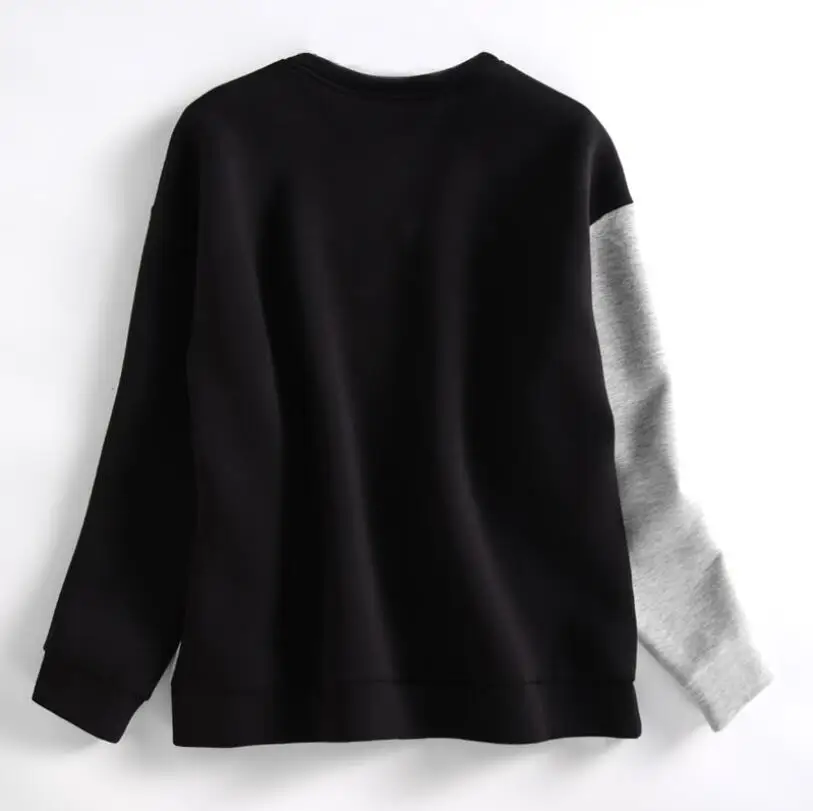 Embroidered Feather Color Matching Tops Autumn 2020 New Korean Style Sweet Pullover Long Sleeve Thin Sweashirt p1943