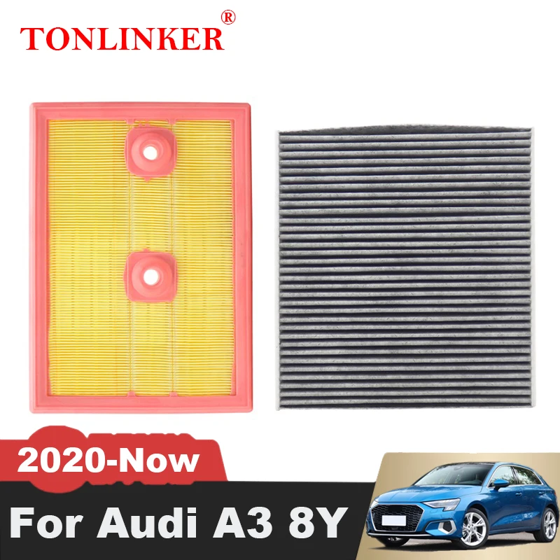 

TONLINKER Air Filter Cabin Filter For Audi A3 8Y 4th 1.4TFSI CUKB CZEA 2020 2021-Now 04E129620 04E129620D 5QD819653 5QD819644