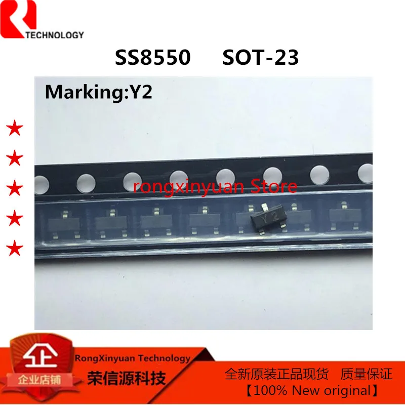 

100 pcs/lot SS8550 Marking: Y2 S8550 SOT-23 MMBT8550LT1G MMBT8550 8550 PNP Silicon General Purpose Transistor 100% New original