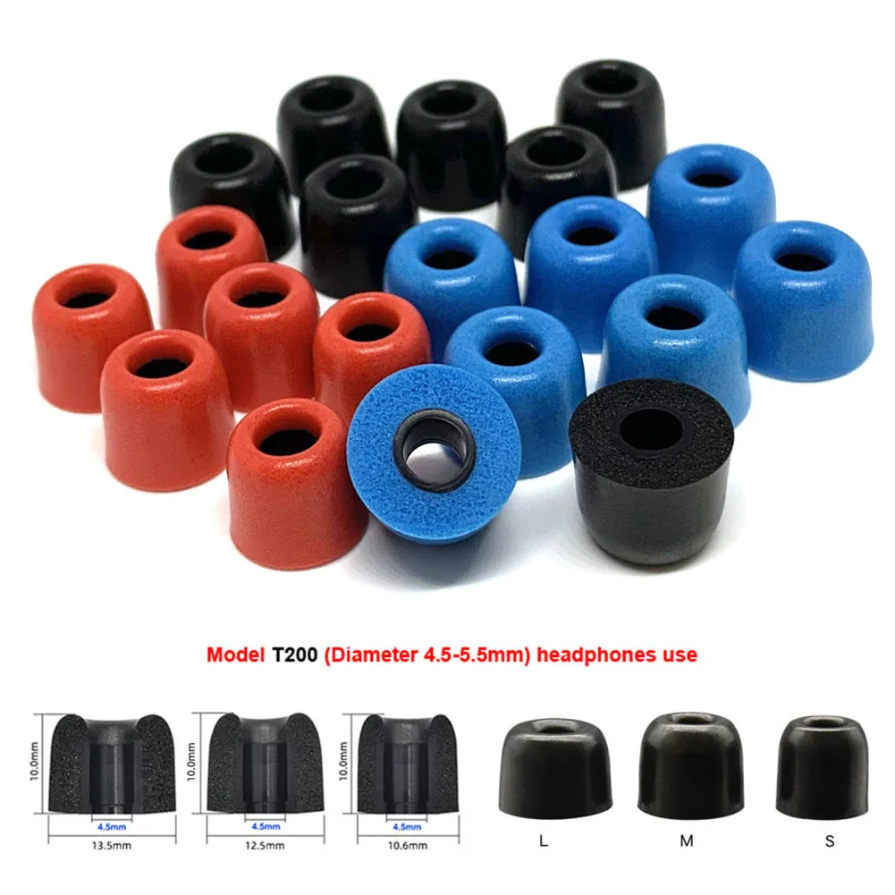 3Pairs Upgrade T200 Memory Foam Ear Tips (S M L) 4.5mm Caliber Ear Pads/cap T200 Memory Foam Eartips For In-ear Earphone