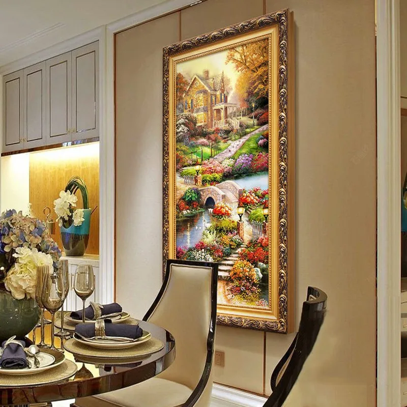 AB Round Full Diamond Landscape 5D Diamond Painting Golden Manor DIY Diamond Embroidery Kit Decorative New Arrival