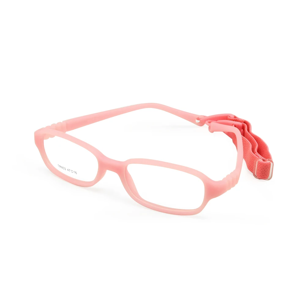 Kids Eyeglasses with Cord Size 47, Mira Flexible One-piece Children Glasses Frame Strap, No Screw Unbreakable Girls Boys Glasses