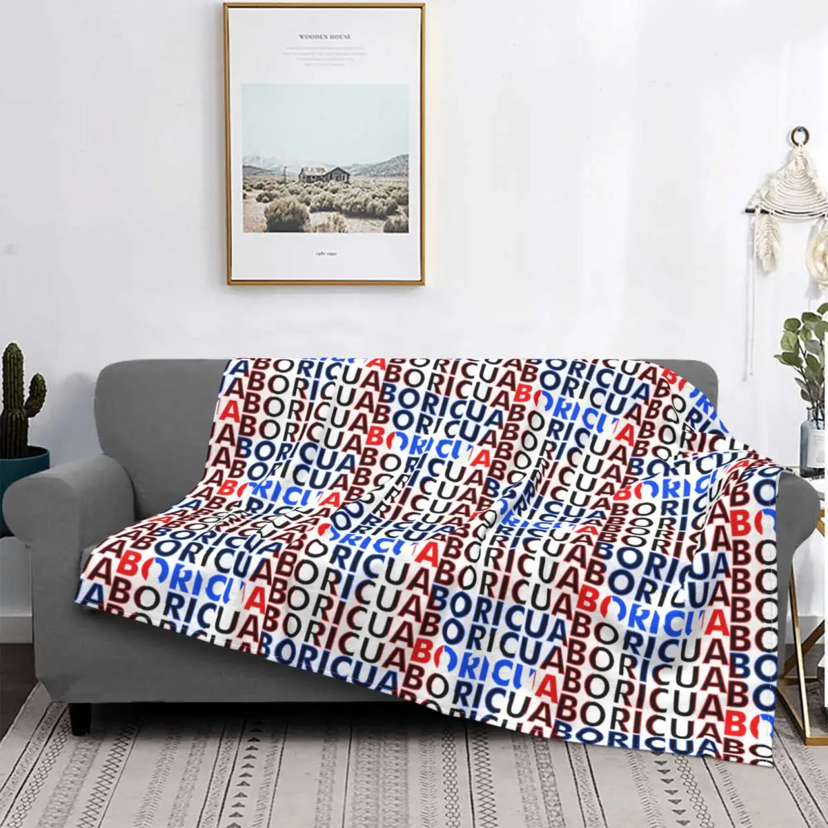 

Boricua Pride Puerto Rican Puerto Rico Flag Blankets Fleece Decoration Throw Blankets for Bedding Bedroom Plush Thin Quilt