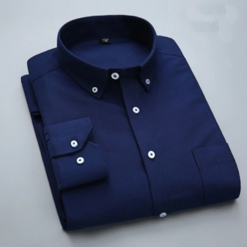 

Top Quality 100% Cotton Men Brand Non-Iron Clothes Solid Color Oxford Shirts Men's Classic Plaid/Striped Casual Denim Shirt