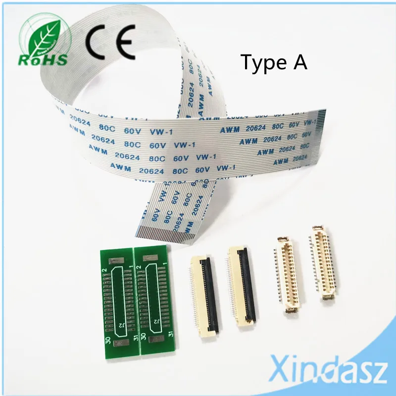 1set/Lot Customized FFC Cable Length 200mm DF9-31V-1S Connector 31pin 1.0mm Pitch With Soldering Board For LCD Screen Connection