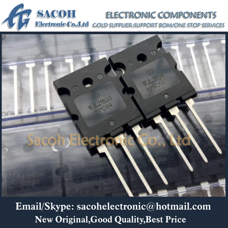 

5Pairs MJL21193G or MJL21193 + MJL21194G or MJL21194 TO-3PL 16A 250V 200W NPN PNP Silicon Power Transistor