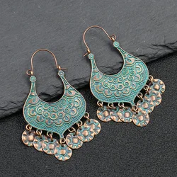 2022 Ethnic Boho Tassel Indian Earrings Women Gypsy Orecchini Jewelry Ladies Retro Alloy Carved Jhumka Earrings