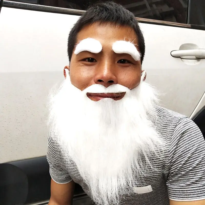 Bigote divertido blanco para niños, barba falsa, cejas, disfraz creativo para fiesta de Cosplay, decoración de Halloween de pirata