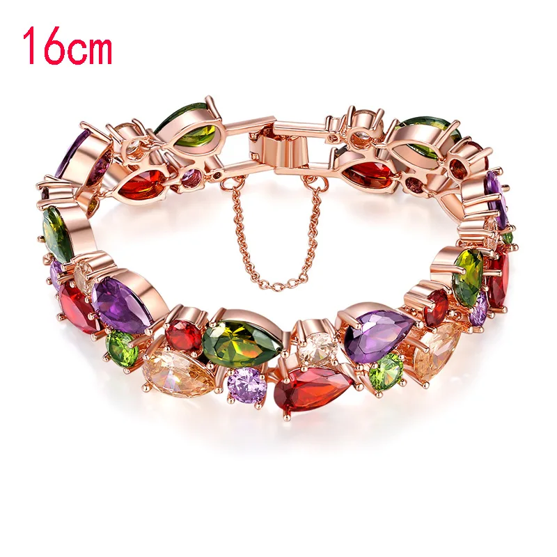 HUAMI Rose Gold Bracelet for Women Bangle Fine Jewelry Charms Colorful Shine Zircon Ins Hot Sale Luxury Bracelet Pulseras Mujer