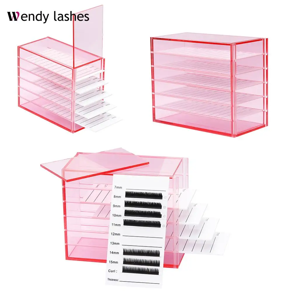 5 Layers Lash Boxes Transparent Eyelash Extension Storage Box Organizer Acrylic Lash Pallet Holder Case Grafting Eyelash Display