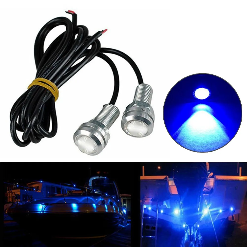 4PCS Boats Ambient Light 12V 3w Car Flood Beam IP68 LED Aluminum Alloy Blue Waterproof Fits All Cars and Trucks Boats Trailers