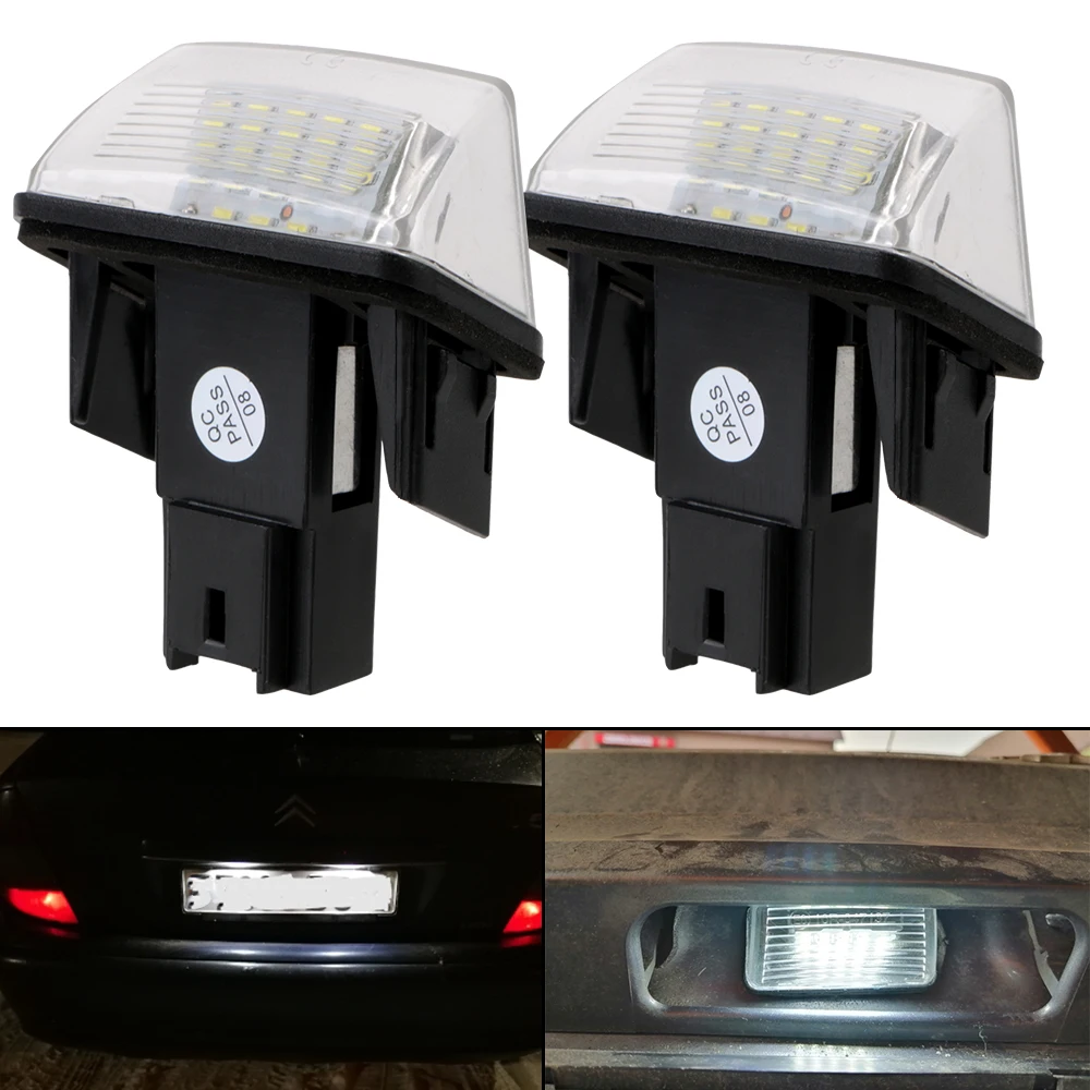 LED Error free 1 Pair 6000K License Number Plate Light Rear Lamp For Citroen C3 C4 C5 Berlingo Saxo Xsara Picasso