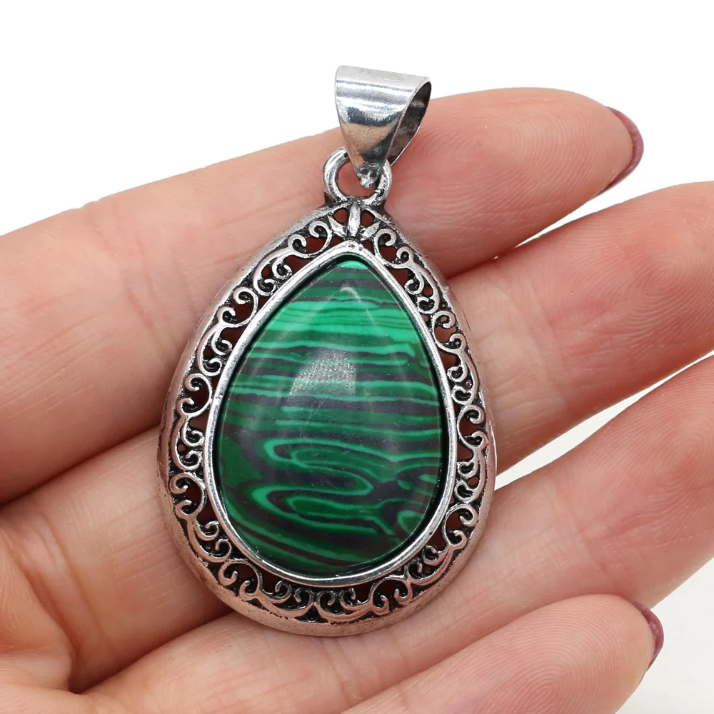 2024 New Natural Stone Abalone Shell Charms Drop Shape Lapis Lazuli Ethnic Pendant for Women Jewelry Making DIY Necklace Gift